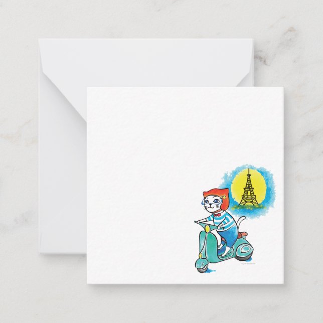 Carte De Correspondance Chat sur vélo à Paris (Devant)