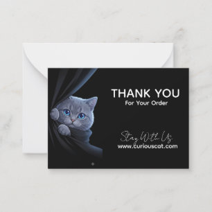 Carte De Correspondance Chaton Curieux aux Yeux Bleus Merci
