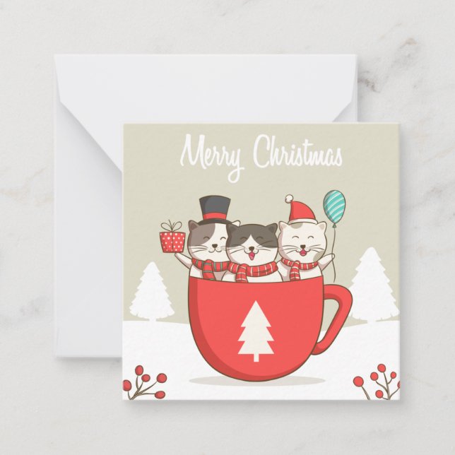 Carte De Correspondance Chats de Noël (Devant)