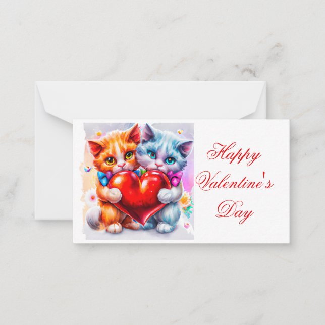 Carte De Correspondance Chats mignons amoureux enfants Valentine (Devant)