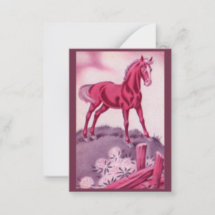 Carte De Correspondance cheval heureux en rose