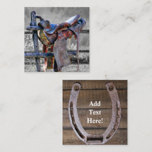 Carte De Correspondance Cheval Saddle Sur Corral Fence Western Note Card