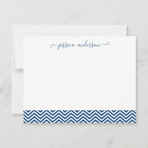 Carte De Correspondance Chevron moderne Zigzag Girl Script mignon Marine B