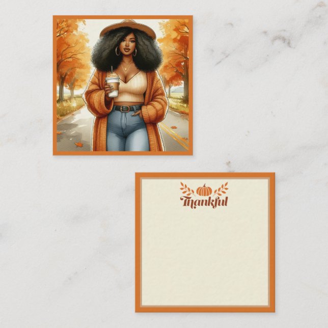 Carte De Correspondance Chic Africaine Américaine Thanksgiving | Automne (Devant / Derrière)