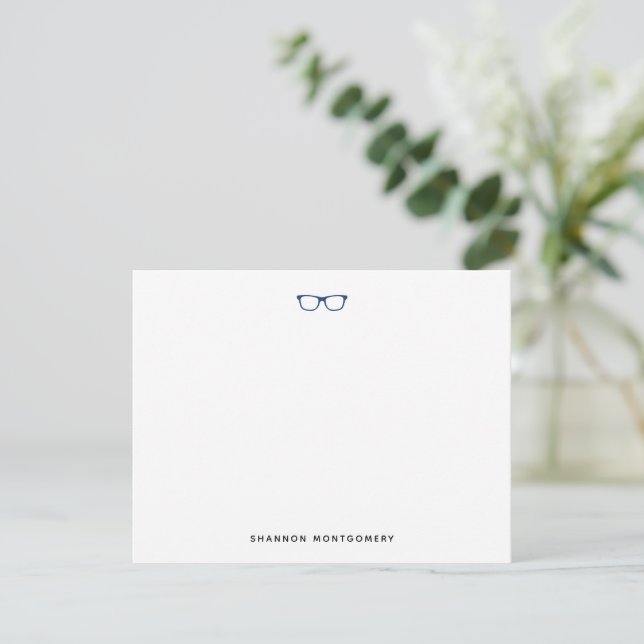 Carte De Correspondance Chic Design Navy Blue Eyeglasses Note Card (Debout devant)
