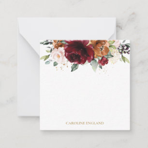 Carte De Correspondance Chic Elegant Bourgogne Orange Blush Ivory Floral