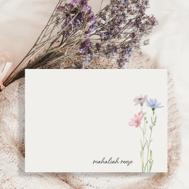 Carte De Correspondance Chic Fleur sauvage Meadow Calligraphie personnalis (Créateur téléchargé)