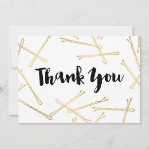 Carte De Correspondance Chic Gold Bobby Pins Coiffeur Salon Merci