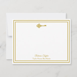 Carte De Correspondance Chic Gold Key Immobilier Société Personnalisée