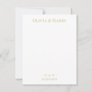 Carte De Correspondance Chic Monogram Gold Mariage blanc