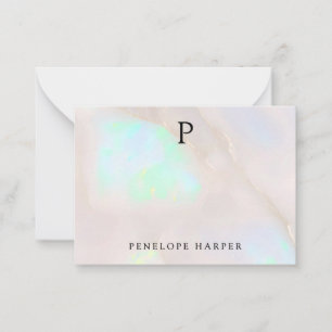 Carte De Correspondance Chic Monogramme Opale Iridescent Holographique