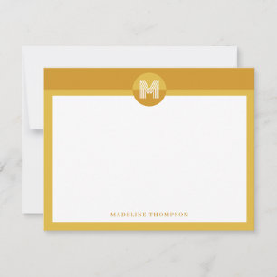 Carte De Correspondance Chic moutarde jaune géométrique Monogramme moderne