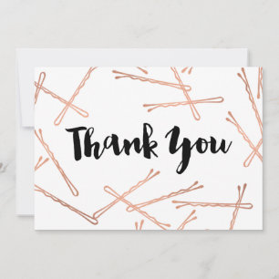 Carte De Correspondance Chic Rose Gold Bobby Pins Coiffeur Salon Merci