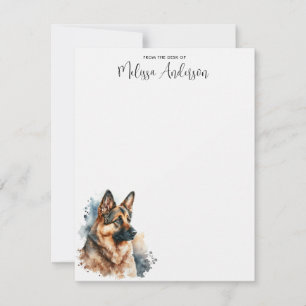 Carte De Correspondance Chien berger allemand Aquarelle moderne Personnali