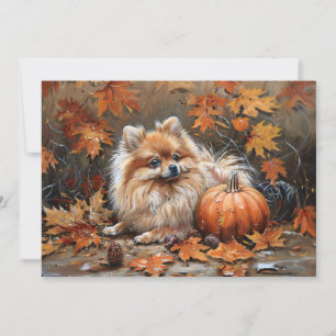 Carte De Correspondance Chien de Poméranie Nom personnalisé Automne
