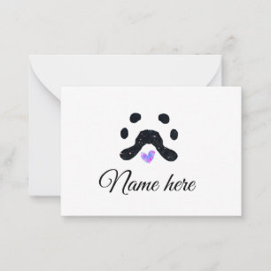 Carte De Correspondance Chien patte noir animal ajouter nom texte animal p
