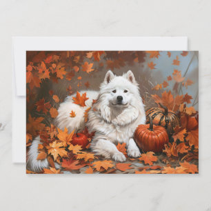 Carte De Correspondance Chien Samoyé Nom personnalisé Automne