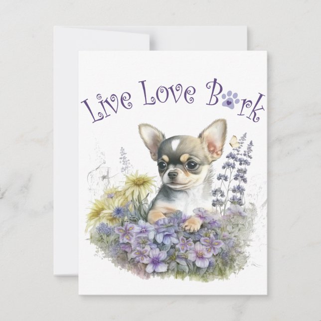 Carte De Correspondance Chihuahua Chien Maman Florale (Devant)