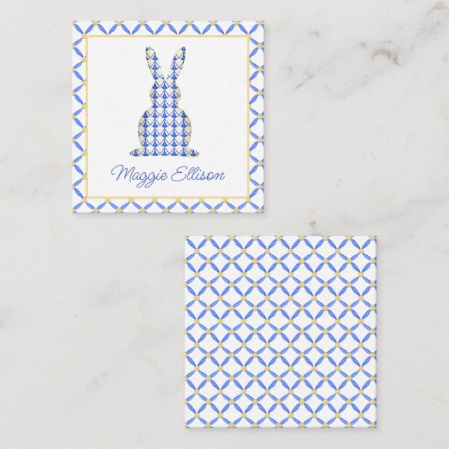 Carte De Correspondance Chinoiserie Aquarelle Chic Bunny Enceinte Cadeau (Devant / Derrière)