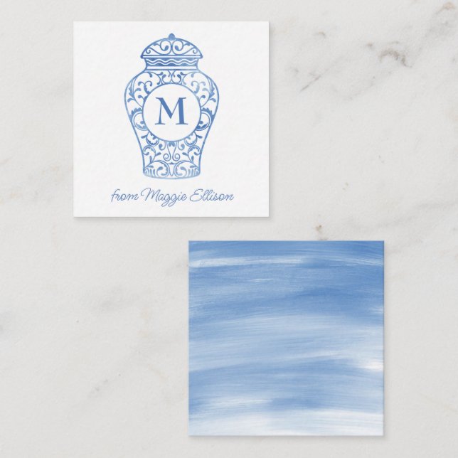 Carte De Correspondance Chinoiserie Monogram Ginger Jar Enceintes cadeaux (Devant / Derrière)