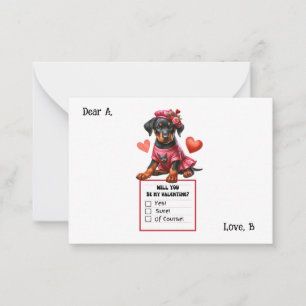 Carte De Correspondance Chiot Doberman personnalisable Saint-Valentin Non