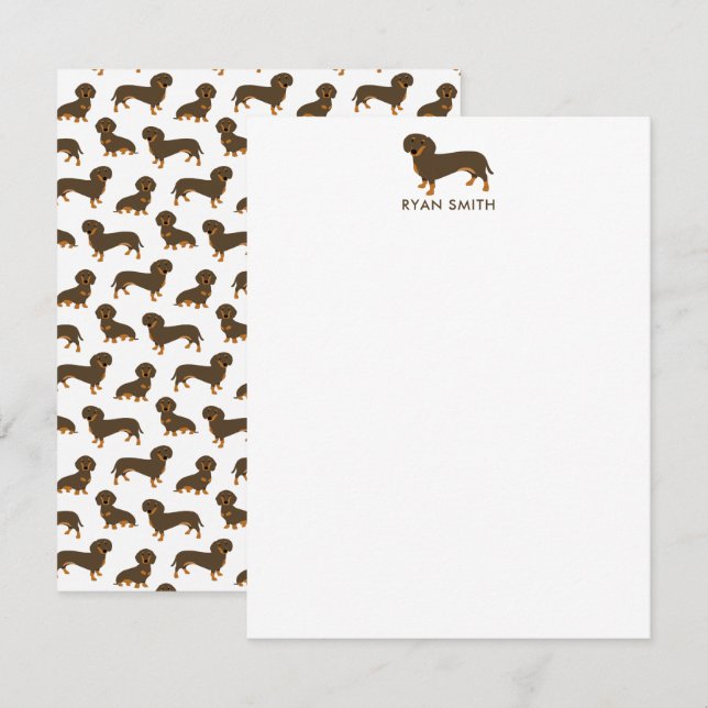 Carte De Correspondance Chocolat et Tan Dachshund (Devant / Derrière)