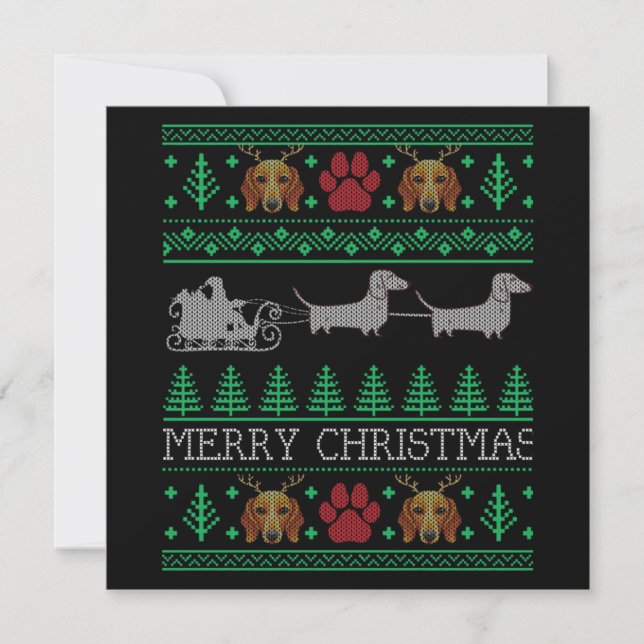 Carte De Correspondance Christmas Dachshund Wiener Dog (Devant)