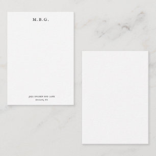 Carte De Correspondance Classic Élégant Chic Noir Monogramme Personnalisé
