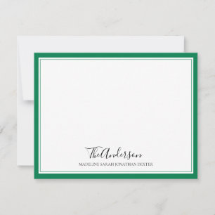 Carte De Correspondance Classic Élégant Script Famille Vert Carré Bordure