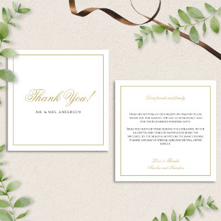 Carte De Correspondance Classic Formal Black & Gold Mariage Merci