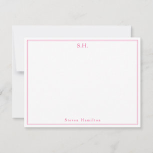 Carte De Correspondance Classic Hot rose Magenta Monogramme Nom Minimalist
