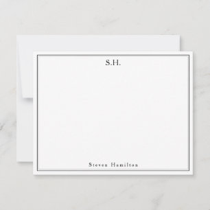 Carte De Correspondance Classic Simple Noir Nom Monogramme Minimaliste Chi