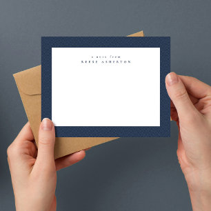 Carte De Correspondance Classic tweed cadre simple marine bleu personnel