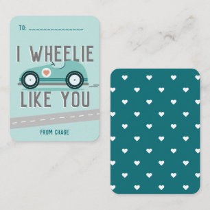 Carte De Correspondance Classroom Valentine's Day Race Car Wheelie Card
