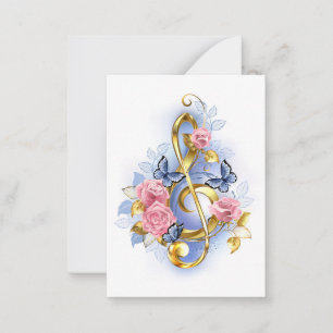 Carte De Correspondance Clé de fer avec roses roses roses