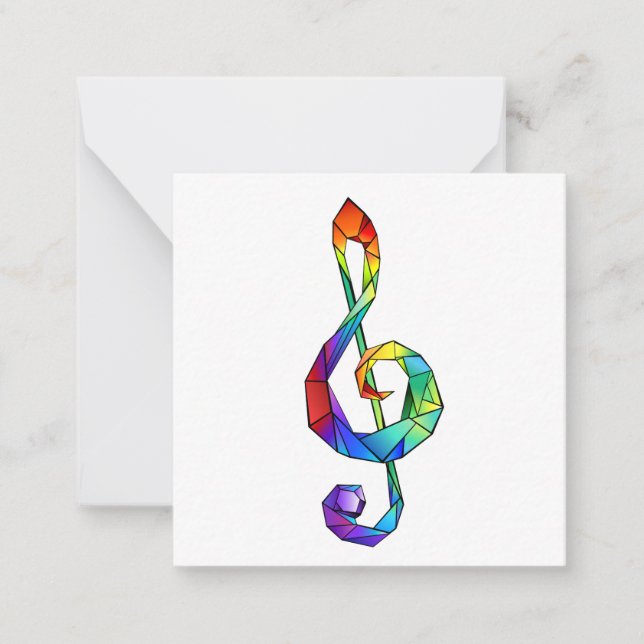 Carte De Correspondance Clé de musique arc-en-ciel (Devant)