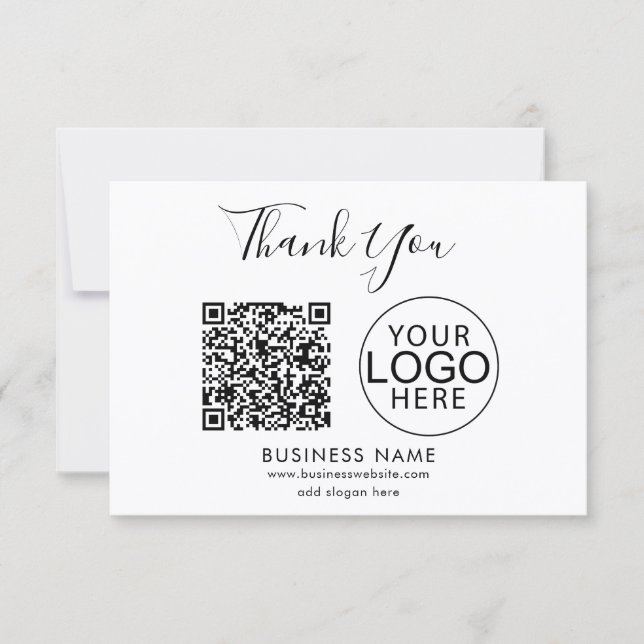 Carte De Correspondance Code QR de logo d'entreprise simple Merci (Devant)