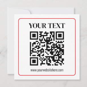 Carte De Correspondance Code QR simple noir et blanc avec bordure rouge