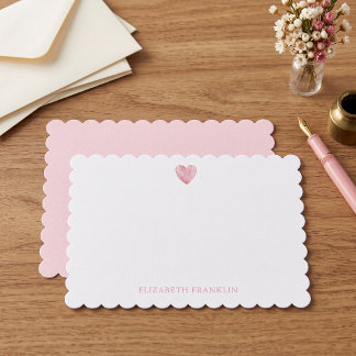 Carte De Correspondance Cœur aquarelle rose élégant personnalisé