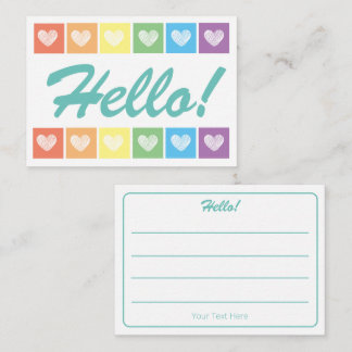 Carte De Correspondance Coeur arc-en-ciel mignon Hello Lini