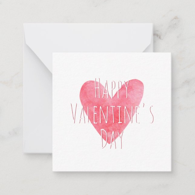 Carte De Correspondance Coeur d'aquarelle rouge Heureuse Sainte-Valentin (Devant)