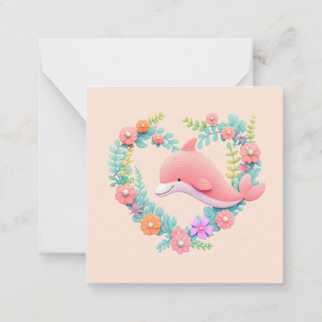 Carte De Correspondance Cœur de baleine floral amour nom (Dos)