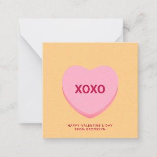 Carte De Correspondance Coeur de conversation orange XOXO Saint Valentin