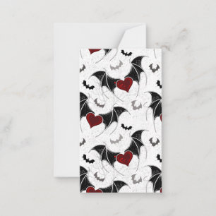Carte De Correspondance Cœur d'Halloween avec ailes de chauve-souris noire