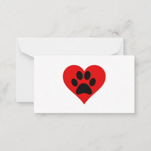 CARTE DE CORRESPONDANCE COEUR EMPREINTE DE PATTE