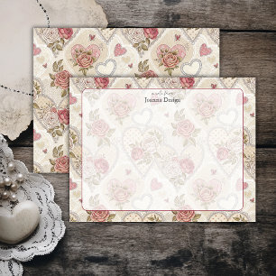 Carte de correspondance coeur rose burgundy chic