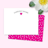 Cœur rose vif et points Mignonne fillette