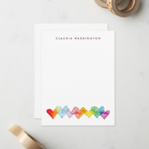 Carte De Correspondance Coeurs Aquarelle Misty Personnalisés