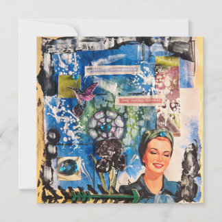 Carte De Correspondance Collage de médias mixtes abstrait