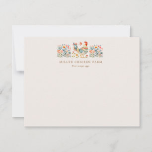 Carte De Correspondance Coloré Folk Poulet Floral